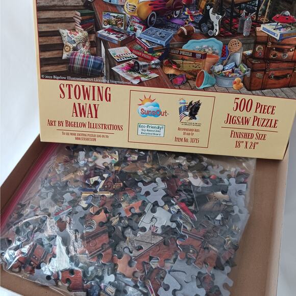 "Stowing Away" 500 Piece Suns Out Puzzle by Bigelow Illustrations - Picture 2 of 2